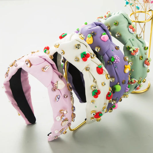 Women'S Vacation Fruit Alloy Glass Inlay Rhinestones Hair Band