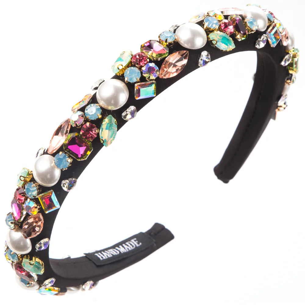 Women'S Vacation Geometric Alloy Glass Inlay Glass Hair Band