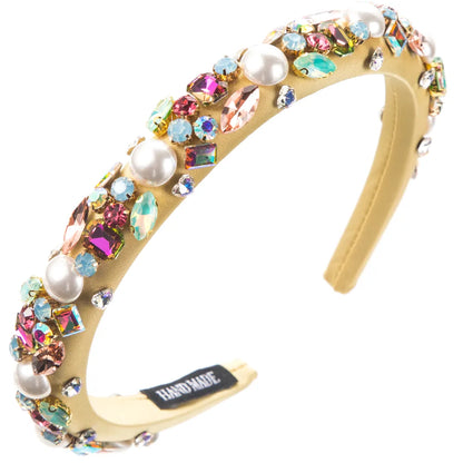 Women'S Vacation Geometric Alloy Glass Inlay Glass Hair Band