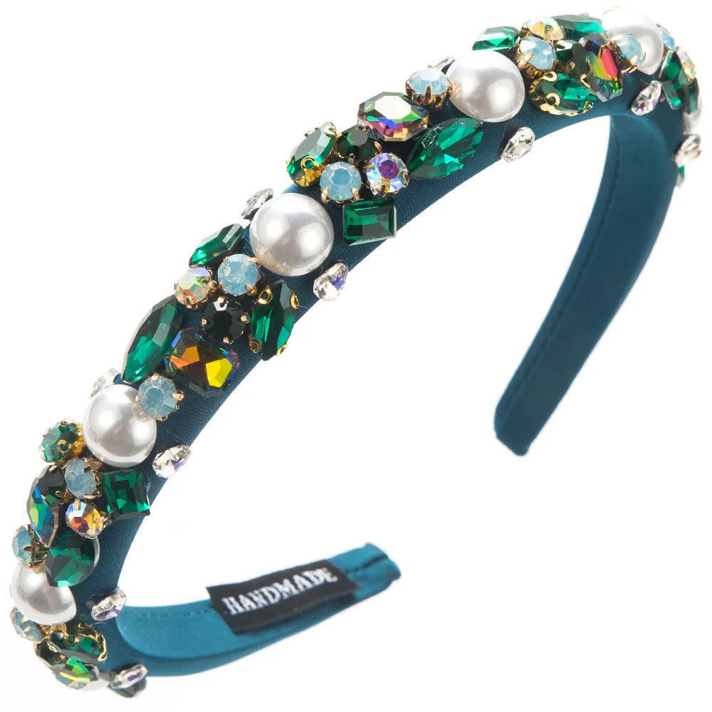 Women'S Vacation Geometric Alloy Glass Inlay Glass Hair Band