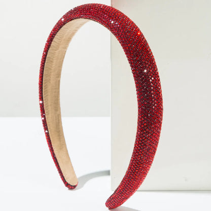 Women'S Vacation Simple Style Solid Color Alloy Sponge Inlay Rhinestones Hair Band