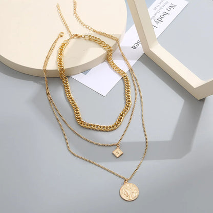 Women's Vintage Style Round Square Alloy Necklace Plating Necklaces