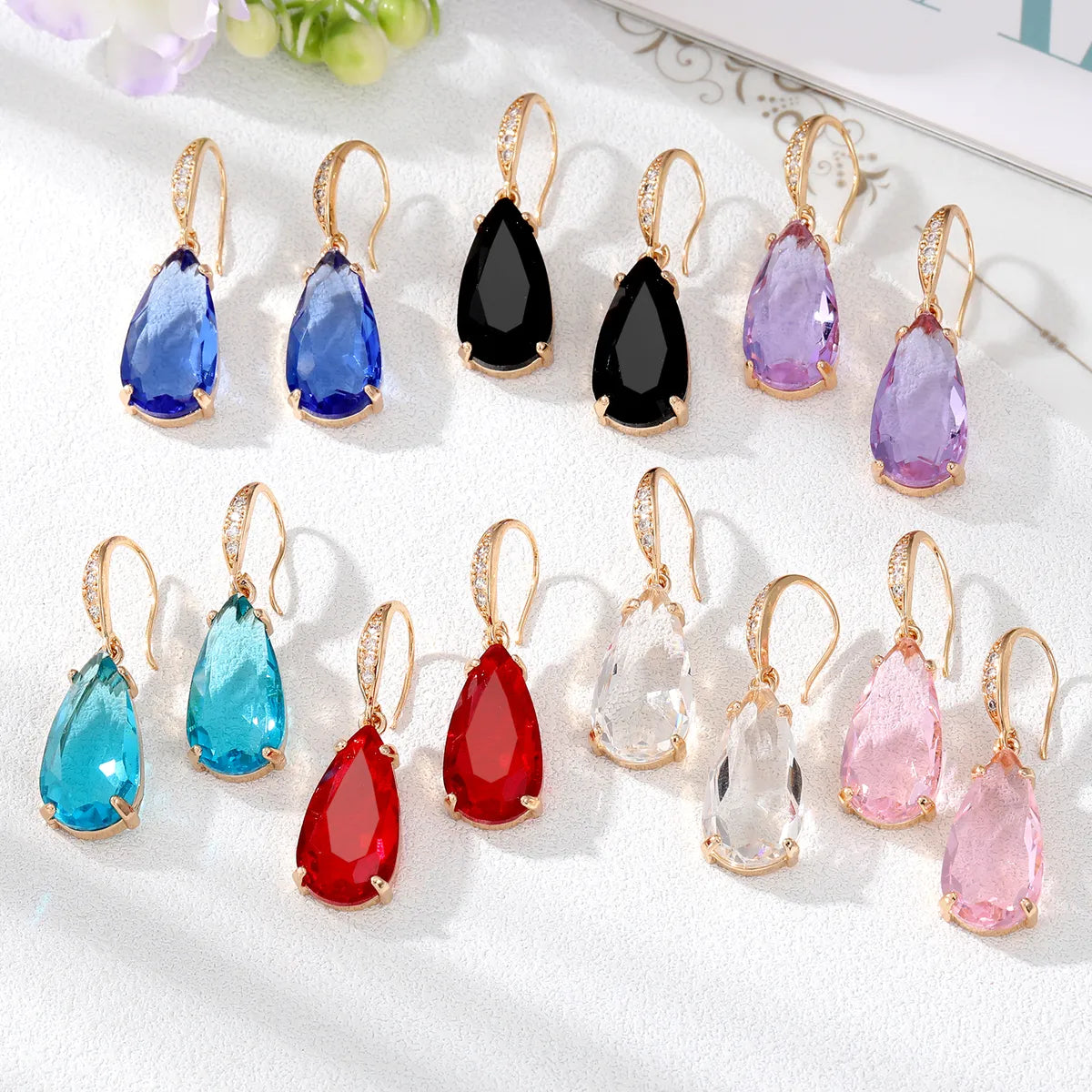 Women's Vintage Style Water Drop Alloy Earrings Inlaid Crystal Inlaid Zircon Artificial Crystal Zircon Earrings