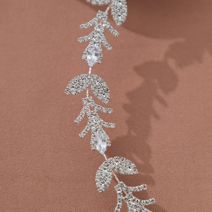 Women'S Wedding Shiny Leaf Copper Rhinestones Hair Band