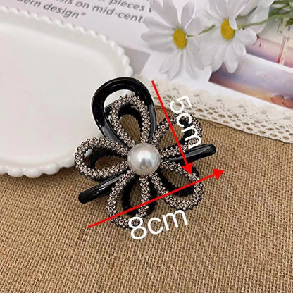 Women'S Wedding Sweet Artistic Flower Plastic Inlay Rhinestones Hair Claws