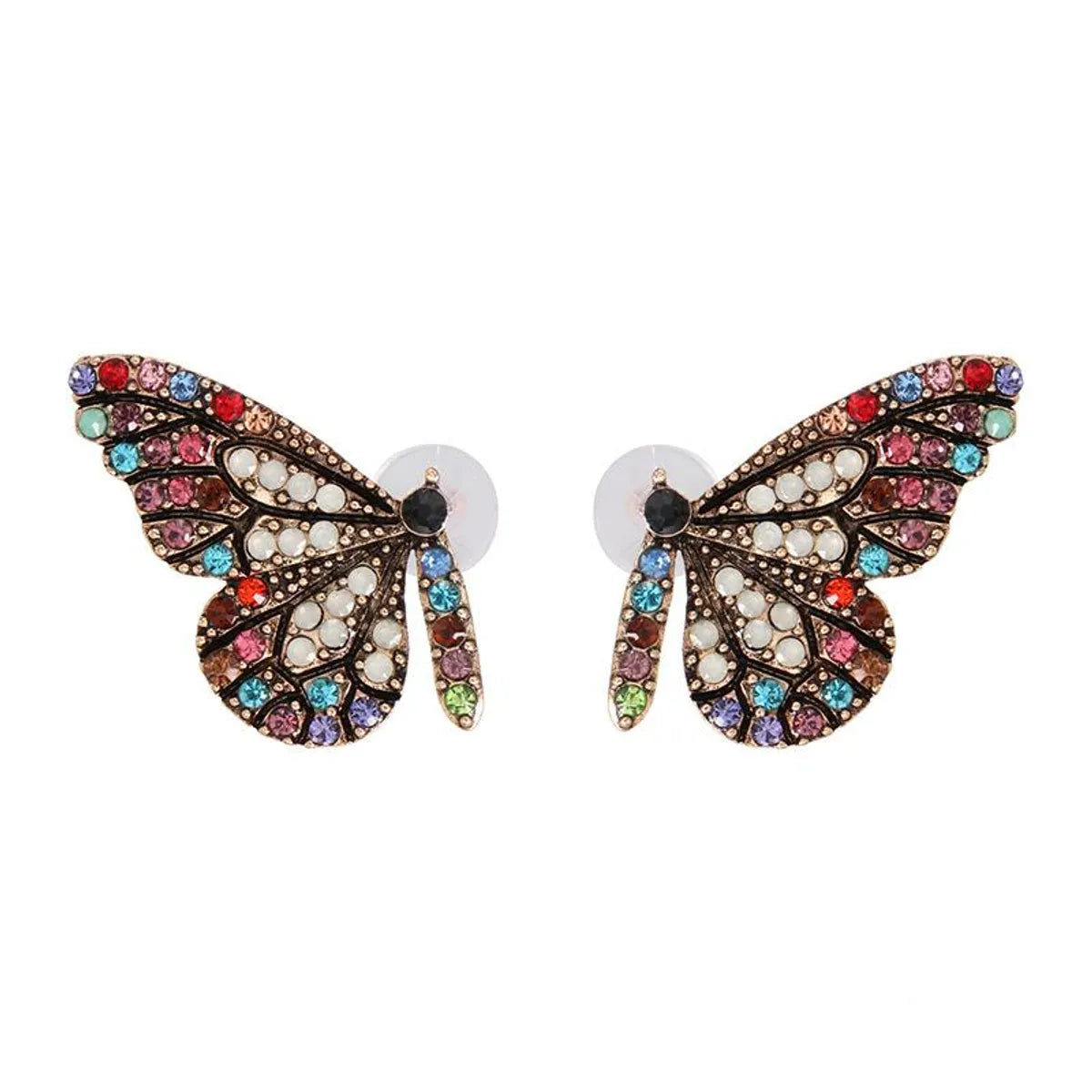 Womens Butterfly Rhinestone Alloy Earrings Nhjj126423