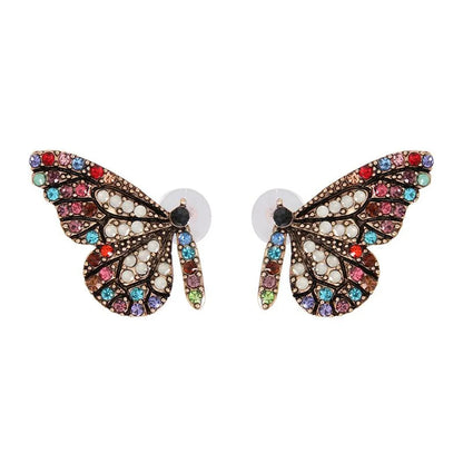 Womens Butterfly Rhinestone Alloy Earrings Nhjj126423