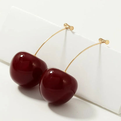 Womens Cherry Sweet And Cute Resin Earrings Nhnz122016