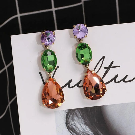 Womens Drop Shaped Rhinestone Alloy Earrings Nhjj138015