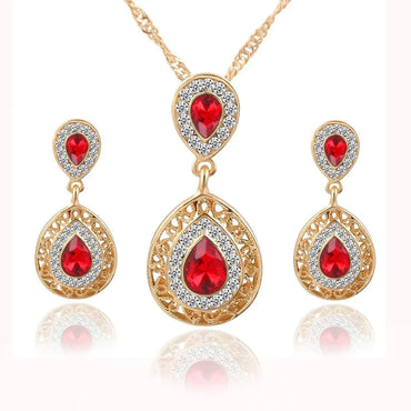 Womens Electroplating Alloy Water Drop Pendant Jewelry Three-piece Pj190422118732