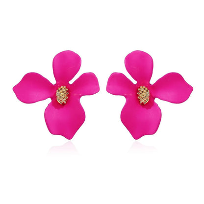 Womens Floral Paint Alloy Earrings Nhln148182