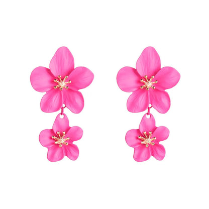 Fashion Flower Stoving Varnish Alloy Drop Earrings