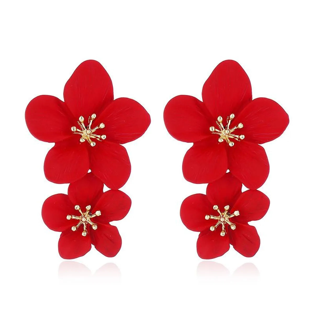 Fashion Flower Stoving Varnish Alloy Drop Earrings