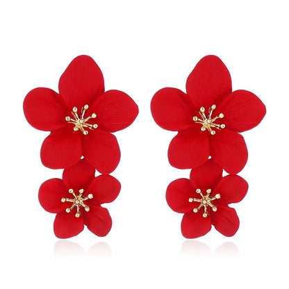 Fashion Flower Stoving Varnish Alloy Drop Earrings