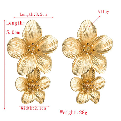 Fashion Flower Stoving Varnish Alloy Drop Earrings