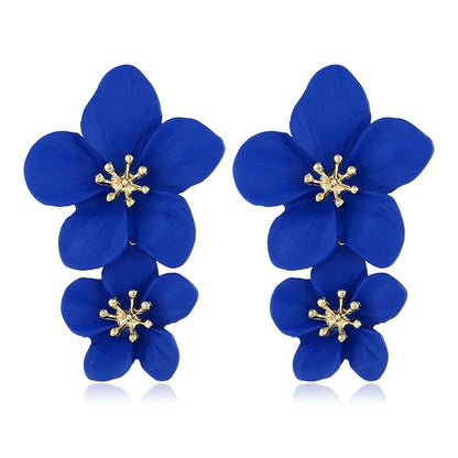 Fashion Flower Stoving Varnish Alloy Drop Earrings