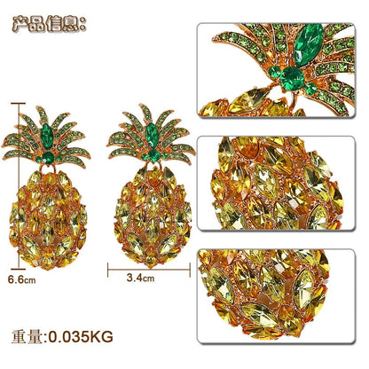 Womens Fruit Pineapple Alloy Imitated Crystal Earrings Nhjq140127