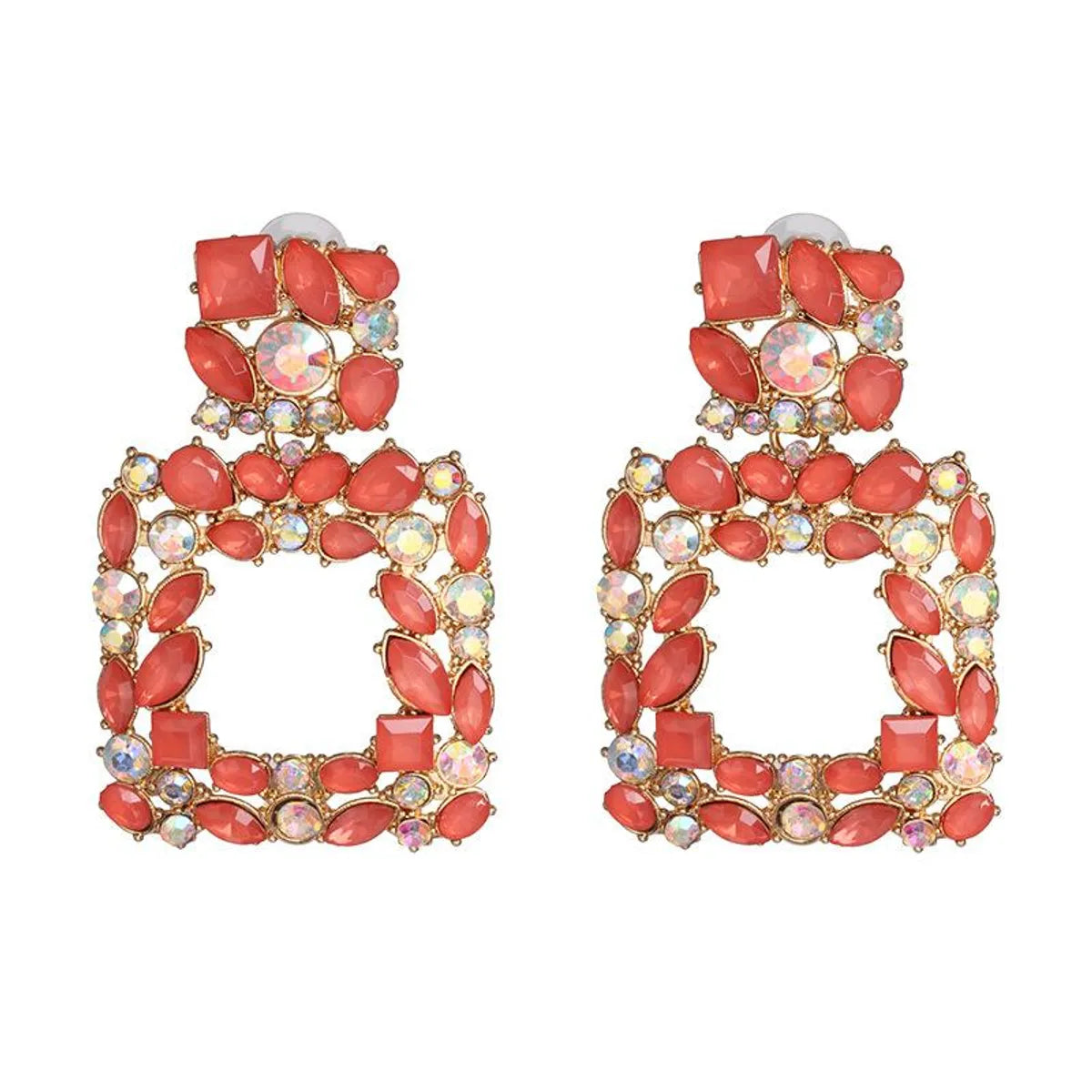 Womens Geometric Rhinestone Alloy Earrings Nhjj124315