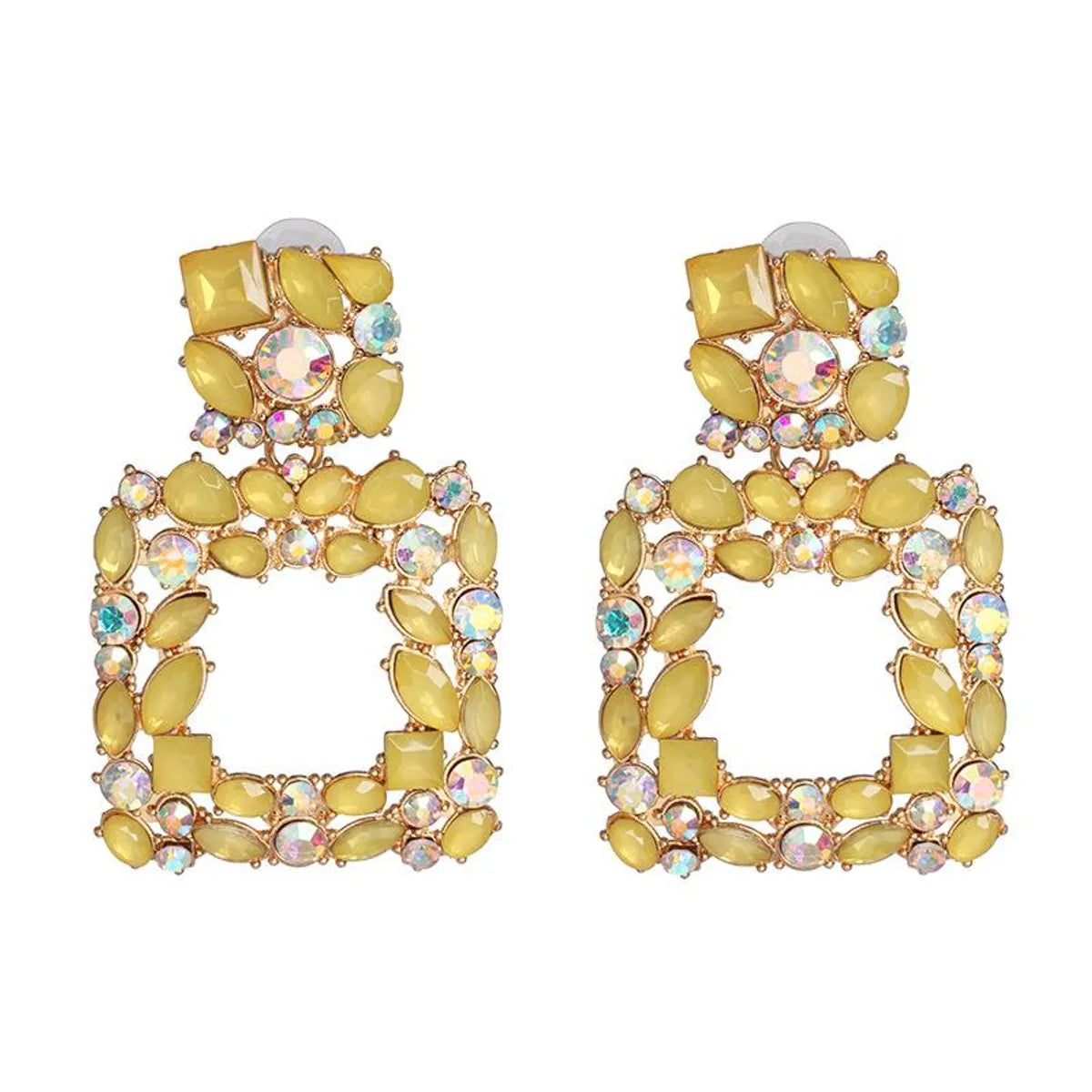 Womens Geometric Rhinestone Alloy Earrings Nhjj124315