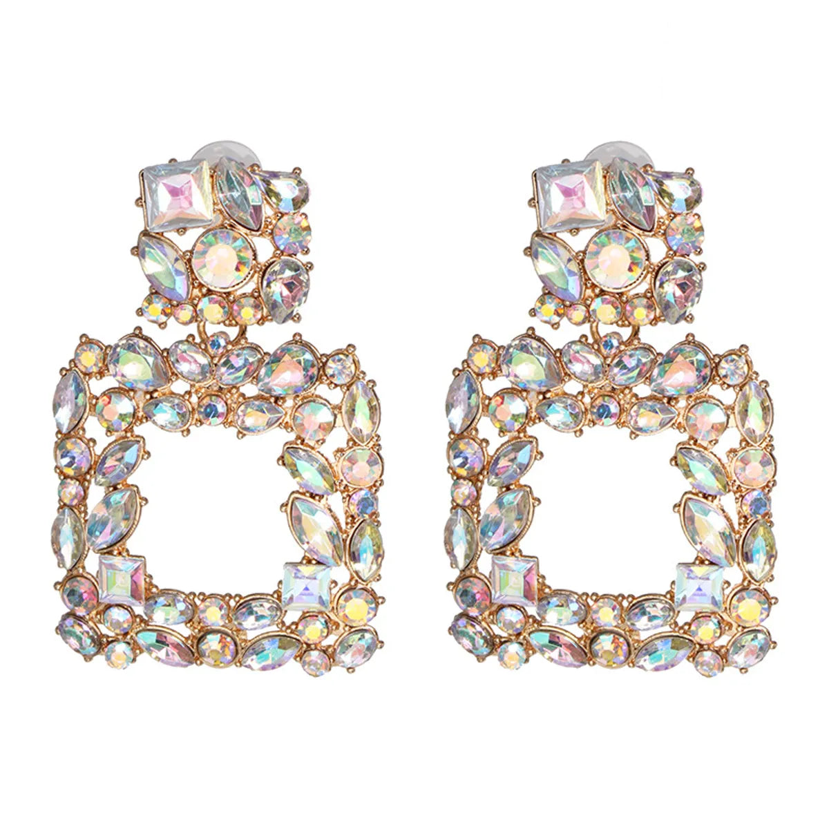 Womens Geometric Rhinestone Alloy Earrings Nhjj124315