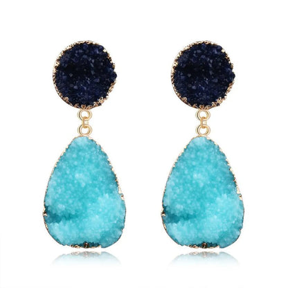 Womens Geometric Plastic Natural Stone  Resin Earrings Go190430120125