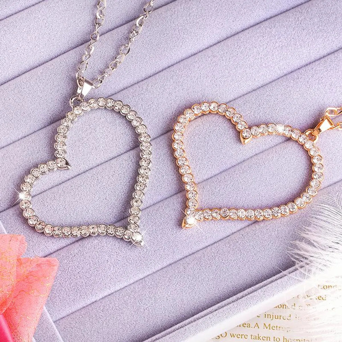 Womens Heart-shaped Rhinestone Necklaces Nhas120932