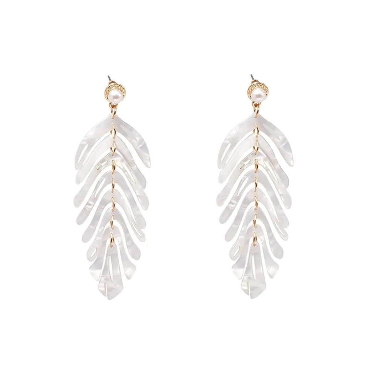 Womens Leaf Retro Light Luxury Plastic  Resin  Earrings Jj19050510