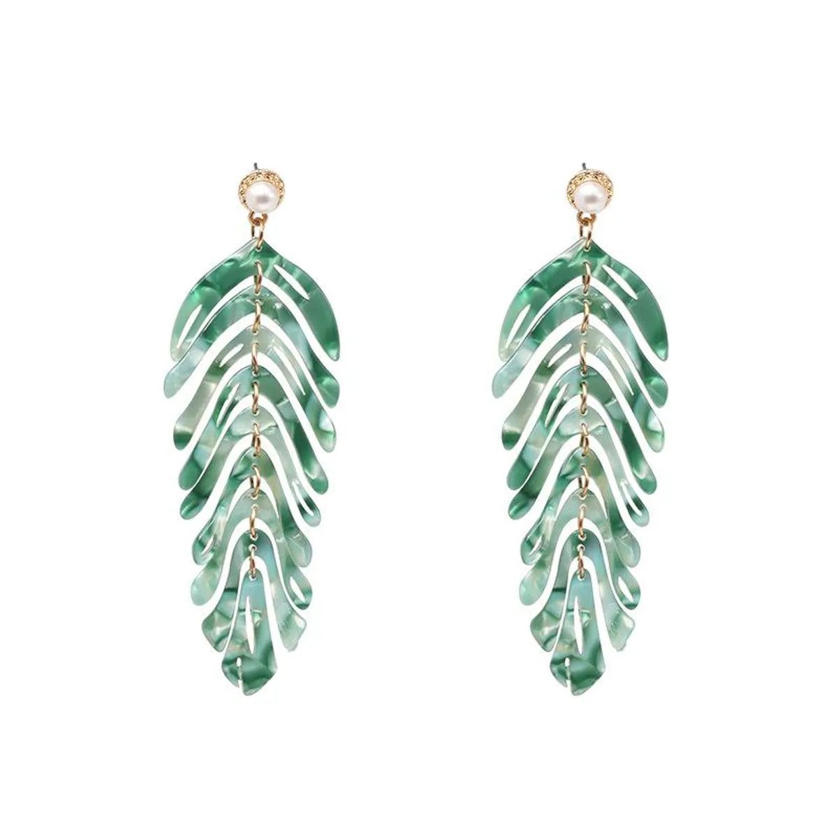 Womens Leaf Retro Light Luxury Plastic  Resin  Earrings Jj19050510