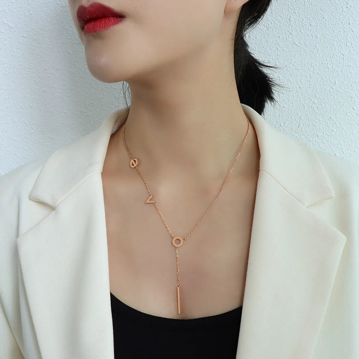 Womens Other Vacuum-Plated Alloy-Plated Titanium Steel Omega Card Necklaces Ok190418118019