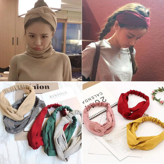 Womens Water Droplet Cross Elastic  Cloth Hair Accessories Nhof121143