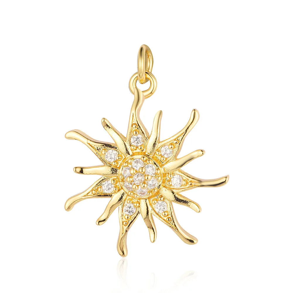 1 Piece Copper Zircon 18K Gold Plated Sun Star Eye