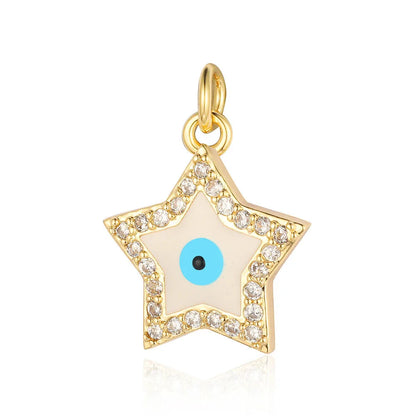 1 Piece Copper Zircon 18K Gold Plated Sun Star Eye