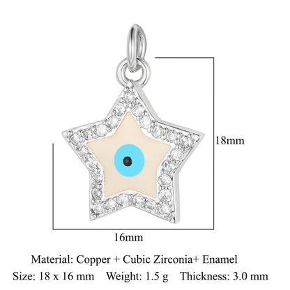 1 Piece Copper Zircon 18K Gold Plated Sun Star Eye