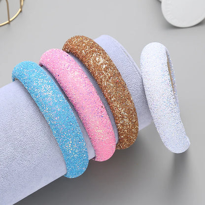 Xinqi European And American Onion Powder Headband Creative Sponge Women'S Wide-Edged Headband 3cm Glitter Color Hair Pressing Hairpin Supply