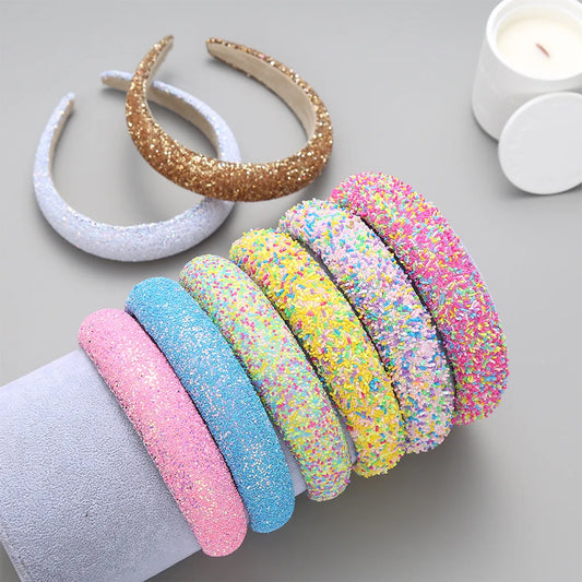 Xinqi European And American Onion Powder Headband Creative Sponge Women'S Wide-Edged Headband 3cm Glitter Color Hair Pressing Hairpin Supply