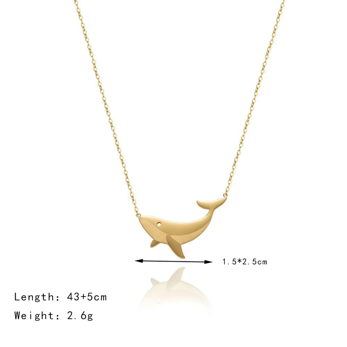 Xl479 Whale Ocean Style Childlike Vacation Bohemian Cartoon Necklace Clavicle Chain Titanium Steel 18k Gold Plating