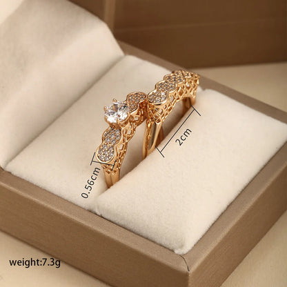 Xuping Romantic Heart Shape Alloy Plating Hollow Out Inlay Artificial Diamond 18k Gold Plated Valentine'S Day Women'S Rings