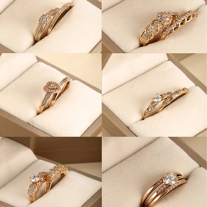 Xuping Romantic Heart Shape Alloy Plating Hollow Out Inlay Artificial Diamond 18k Gold Plated Valentine'S Day Women'S Rings