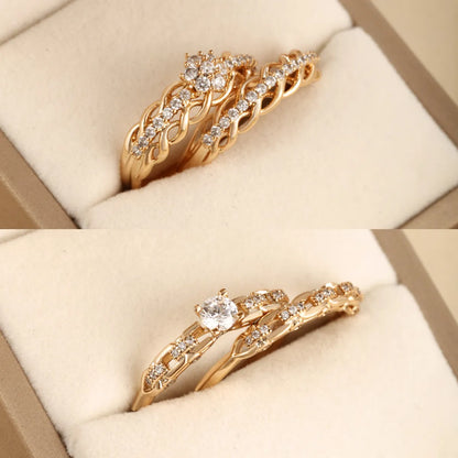 Xuping Romantic Heart Shape Alloy Plating Hollow Out Inlay Artificial Diamond 18k Gold Plated Valentine'S Day Women'S Rings