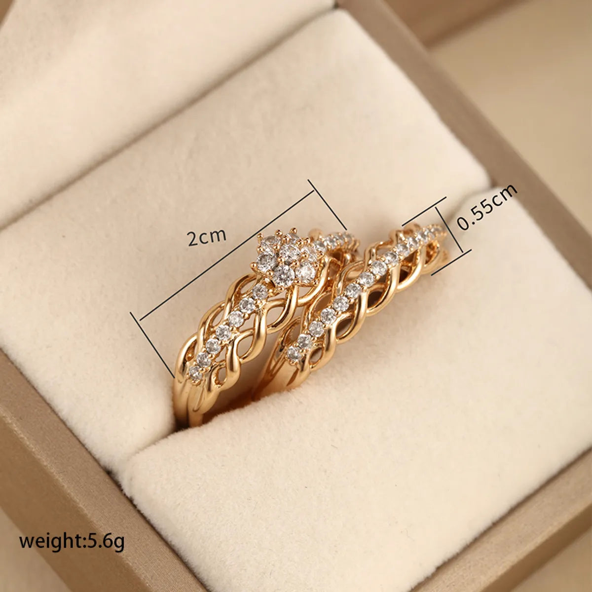 Xuping Romantic Heart Shape Alloy Plating Hollow Out Inlay Artificial Diamond 18k Gold Plated Valentine'S Day Women'S Rings