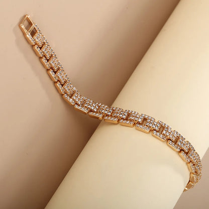 Xuping Shiny Solid Color 18k Gold Plated Artificial Diamond Alloy Copper Wholesale Bracelets