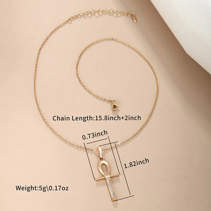 Xuping Simple Style Commute Cross Copper Alloy Plating Inlay Artificial Diamond 18k Gold Plated White Gold Plated Women'S Pendant Necklace