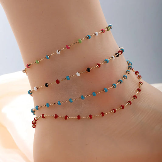 XUPING Simple Style Commute Round Alloy Copper Alloy Enamel 18K Gold Plated Women's Anklet