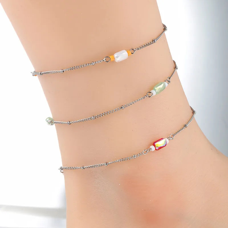 XUPING Simple Style Commute Solid Color 304 Stainless Steel Plating 18K Gold Plated Women'S Anklet