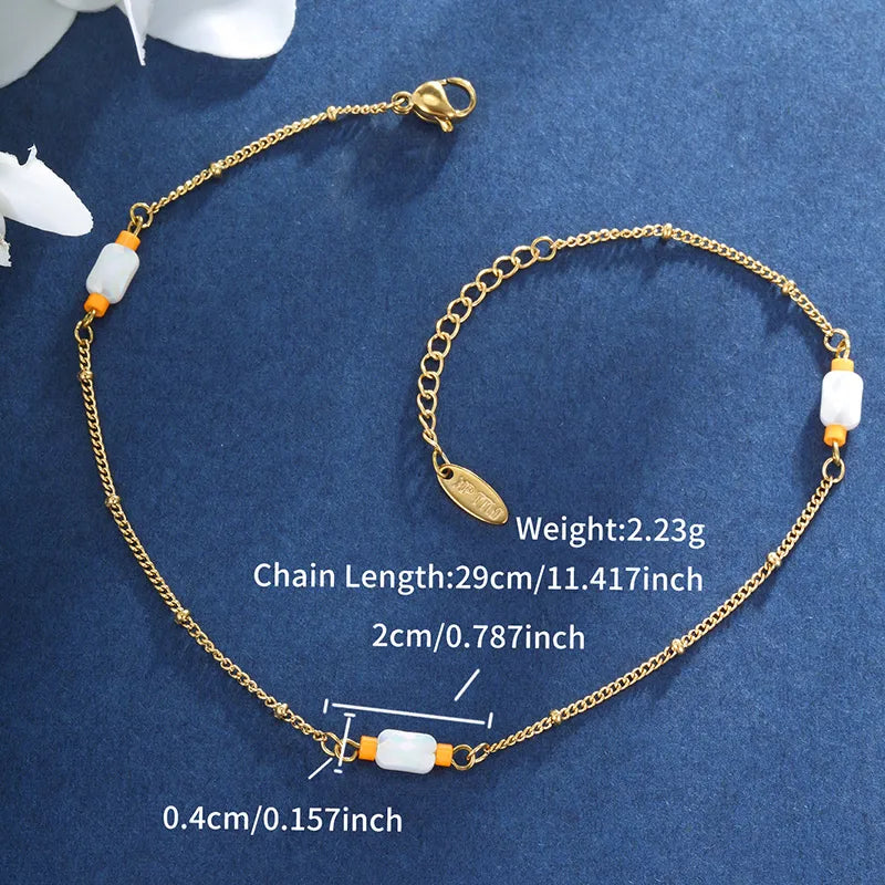 XUPING Simple Style Commute Solid Color 304 Stainless Steel Plating 18K Gold Plated Women'S Anklet