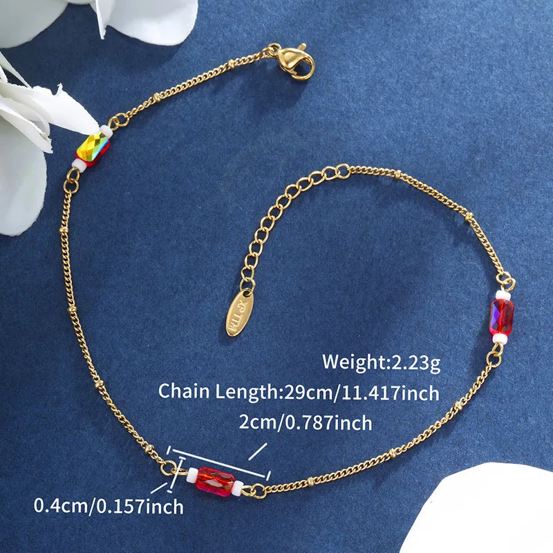 XUPING Simple Style Commute Solid Color 304 Stainless Steel Plating 18K Gold Plated Women'S Anklet