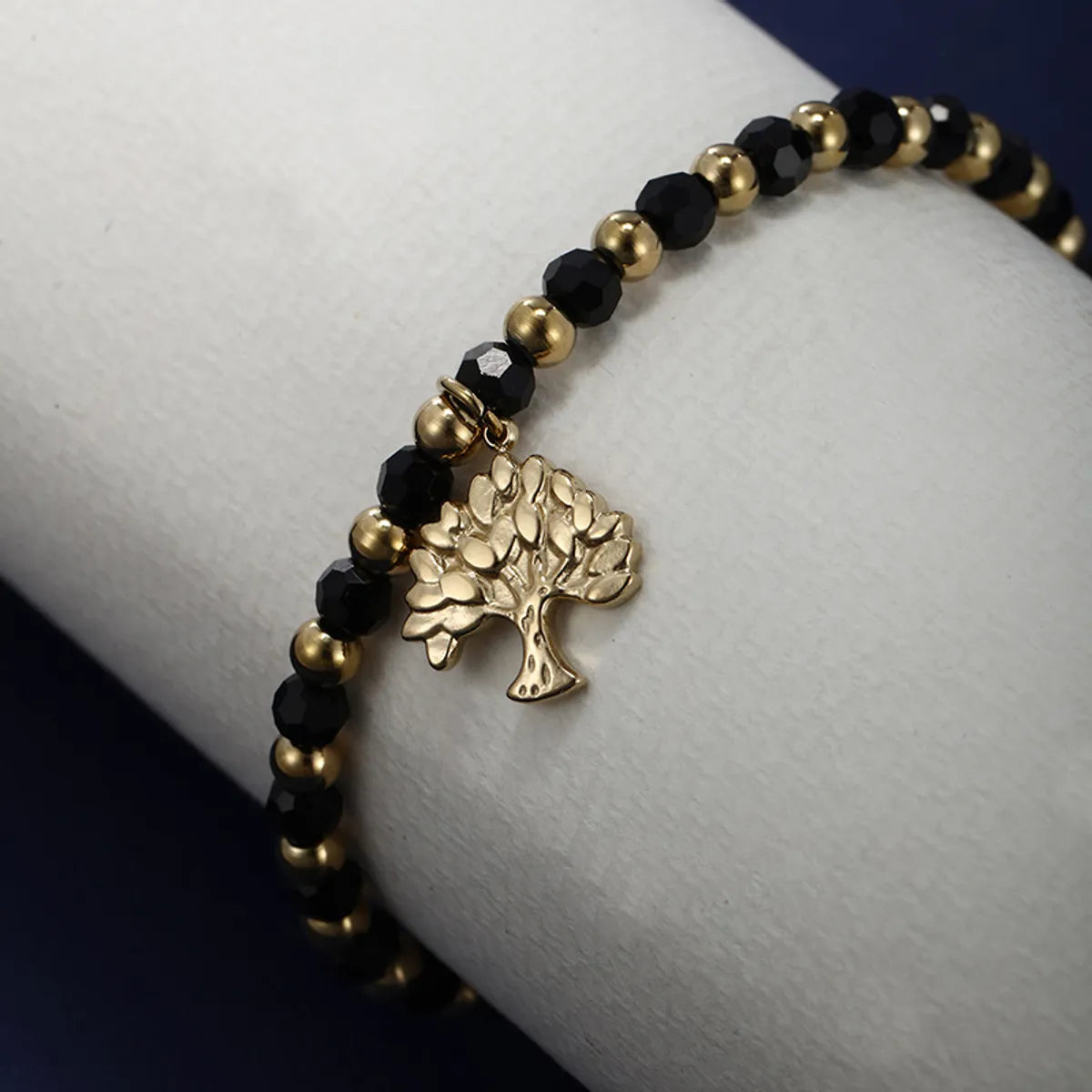 XUPING Simple Style Life Tree Stainless Steel Beaded Rope 14K Gold Plated Unisex Bracelets