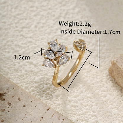 XUPING Sweet Shiny Heart Shape Flower Grain Alloy Copper Alloy Inlay Artificial Gemstones 14K Gold Plated Women'S Toe Rings