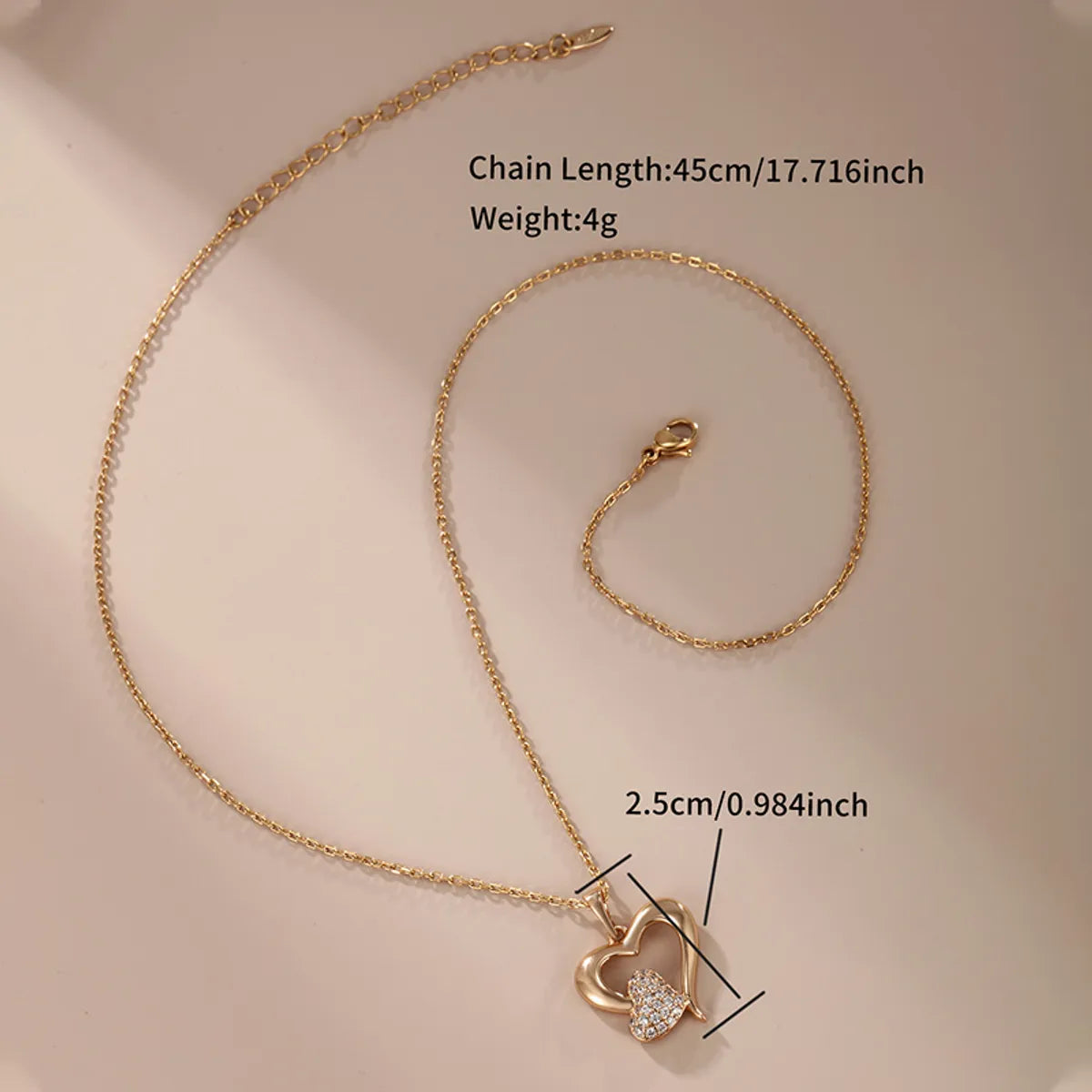 Xuping Sweet Simple Style Heart Shape Alloy Copper Alloy Plating Inlay Artificial Gemstones 18k Gold Plated Women'S Pendant Necklace