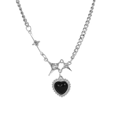 Y2k Simple Style Heart Shape Alloy Inlay Artificial Crystal Women'S Pendant Necklace